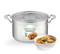 NutriChef Marmite - Faitout Inox 5 QT (4 L) avec Couvercle - Acier Inoxydable 18/8 de Qualité Alimentaire, Grande Casserole Robuste pour Soupe, Ragoût, Grande Marmite -Compatible Induction