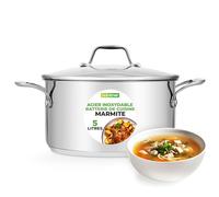 NutriChef Marmite- Faitout Inox de 5 Litres - 18-8 Qualité Alimentaire Résistant Tous Feux- Faitout-Grande Marmite- Pot à Mijoter, Pot à Soupe avec Couvercle Transparent, Compatible Lave-Vaisselle
