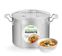 NutriChef Marmite Inox 14 QT (13,2 L) avec Couvercle - Faitout Acier Inoxydable 18/8 Grande Capacité - Marmite à Soupe Tous Feux dont Induction