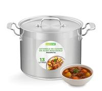 NutriChef Marmite Inox 14 QT (13 L) – Acier 18/8, avec couvercle, tous feux dont induction
