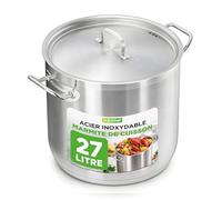 NutriChef Marmite Inox 30 QT (27 L) avec Couvercle - Faitout Acier Inoxydable 18/8 Grande Capacité - Marmite à Soupe Tous Feux dont Induction