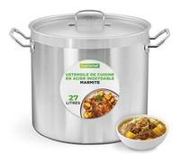NutriChef Marmite Inox 30 QT (28,4 L) avec Couvercle - Faitout Acier Inoxydable 18/8 Grande Capacité - Marmite à Soupe Tous Feux dont Induction