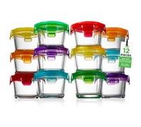 NutriChef Ensemble 24 Pièces Bocaux en Verre 130 ml avec Couvercles Hermétiques - Boîtes de Conservation Alimentaire pour Meal Prep, Batch Cooking, Micro-ondes, Réfrigérateur et Congélateur