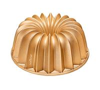 NutriChef Moule à Gâteau 23 cm - Aluminium Épais, Revêtement Antiadhésif, Lignes Acanalées, Chauffe Uniforme Jusqu’à 260 °C, Doré, Gold