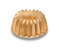 NutriChef Moule à Gâteau 23 cm - Aluminium Épais, Revêtement Antiadhésif, Lignes Acanalées, Chauffe Uniforme Jusqu’à 260 °C, Doré