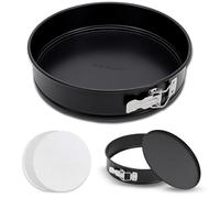 Nutrichef Moule à gâteau anti-adhésif à charnière - Moule à gâteau au fromage en acier durable avec fermoir en acier inoxydable et fond amovible, facile à nettoyer, comprend 100 feuilles de papier