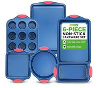 NutriChef Moules à Pâtisserie, Lot de 6 Pièces avec Poignées en Silicone Résistantes à la Chaleur, Plaques de Cuisson Antiadhésifs en Acier au Carbone sans PFOA, PFOS, PTFE