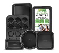 Nutrichef Moules à Pâtisserie - Set de 6 Plats Antiadhésif en Acier au Carbone - Comprend des Plaques à Biscuits - Moule à Muffins, Cake, Gâteau - Plat à Rôtir - Compatible Lave Vaisselle