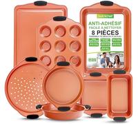 Nutrichef - Ensemble de Moules à Pâtisserie - Antiadhésif - en Acier au Carbone - PFOA,PFOS,PTFE - Cuivre Cuivre G