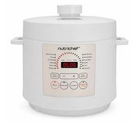 NutriChef Multicuiseur Électrique 6 L 1000 W - Autocuiseur avec 13 Programmes Préréglés, Cuiseur Riz, Mijoteuse et Cuiseur Vapeur, Écran LCD, Minuterie, Maintien au Chaud,Cuve Antiadhésive, Acier Inox