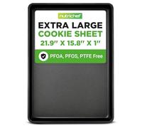 NutriChef Plaque à Biscuits Non-adhésive - Plat de Cuisson en Métal pour Four, Grande Plaque de Cuisson Non-adhésive de 1QT, Design Élégant avec Revêtement Métallique Noir, Sans PFOA, PFOS et PTFE