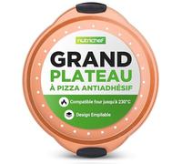 NutriChef Plaque à Pizza 36 cm Antiadhésive en Acier Carbone - Poêle de Cuisson Ronde avec Poignées Silicone, Diffusion Homogène de la Chaleur, Résistante au Four, Usage Domestique et Professionnel