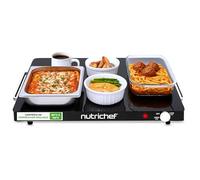 NutriChef Plaque Chauffante Électrique 54×42 cm - Température Réglable 60 à 110 °C, Surface Antiadhésive, Chauffe-Plats pour Buffet et Grillades