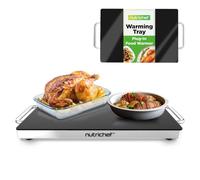 NutriChef Plaque Chauffante Électrique - Plaque de Cuisson 42 × 28 cm avec Couvercle en Verre - Idéale pour Fêtes, Buffets & Cuisine - Parfaite pour Garder Les Aliments et Les Grillades au Chaud