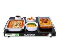 NutriChef Plaque de Cuisson Électrique (Plaque Chauffante) - 54×42 cm, 60-110 °C, Idéale pour Fêtes, Buffets & Grillades | Noir