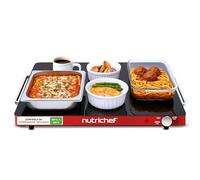 NutriChef Plaque de Cuisson Électrique (Plaque Chauffante) - 54×42 cm, 60-110 °C, Idéale pour Fêtes, Buffets & Grillades | Rouge