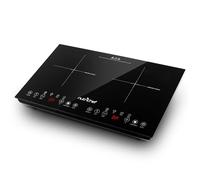 Nutrichef Plaque Induction Double - Plaque Induction Portable en Céramique 120V avec Verrouillage de Sécurité pour Enfants - Compatible avec Poêles en Acier Inox