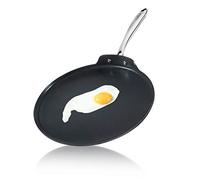 NutriChef Poêle à Crêpes Non-adhésive NutriChef pour Cuisinière - Idéale pour Pancakes, Œufs, Poêle Grill 12” en Aluminium Anodisé Non-adhésif - Ustensile de Cuisine, Bords Bas, Poignées Rivetées