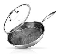 Nutrichef Poêle à Frire 25 cm en Acier Inoxydable - Revêtement Antiadhésif Dakin, Motif Nid d’Abeille, Résistante aux Rayures - Idéal pour viande, poisson, légumes, plats quotidiens