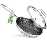 NutriChef Poêle à Frire Inox 20 cm - Revêtement Antiadhésif Triply, Surface Nid d’Abeille Résistante aux Rayures, Poêle de Cuisine Induction Tous Feux
