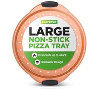 NutriChef Poêle à Pizza 36 cm Antiadhésive - Acier Carbone avec Poignées Silicone, Qualité professionnelle, idéale cuisine maison ou restaurant, cuisson homogène sans coller