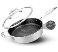 NutriChef Poêle Profonde 3,2 L Inox antiadhésif avec couvercle, induction et four