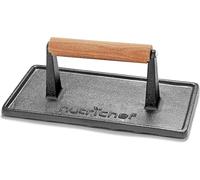 Nutrichef Presse à Griller en Fonte - Presse Burger/Steak Haché - Poignée en Bois-Accélère le Temps de Cuisson pour Steak, Galette de Burger, Viandes, Bacon et Plus, Black