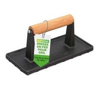 Nutrichef Presse à Steak Haché en Fonte - Press Burger Lourde avec Poignée en Bois, Pour Steak, Burger, Viandes, Bacon, Pour Grill, Plancha, Poêle et Griddle, Marque de Saisie Uniforme