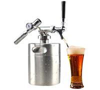 NutriChef Pressurized Growler Tap System - Stainless Steel Homebrew Mini Keg Dispenser Portable Kegerator Kit - Co2 Pressure Regulator Keeps Carbonation for Craft Beer, Draft - (64 oz)