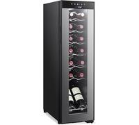 NutriChef Refroidisseur de Vin Monoclimatique - Contrôle Tactile Numérique, Joint Étanche, Capacité de 14 Bouteilles, Noir