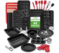 NutriChef Set Complet 42 pcs de Pâtisserie - Acier Carbone, Moules, Outils, Gants, Idéal pour Pâtisserie & Cuisine Quotidienne