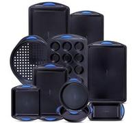 NutriChef Set de 10 Ustensiles de Cuisson Antiadhésifs - Plaques, Cercle à Gâteau, Moules à Muffins & Pains, Silicone Gris, Résistant jusqu’à 230 °C