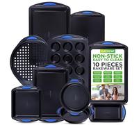 NutriChef Set de 10 Ustensiles de Cuisson Antiadhésifs - Plaques, Cercle à Gâteau, Moules à Muffins & Pains, Silicone Gris, Résistant jusqu’à 230 °C