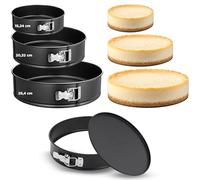 NutriChef Set de 3 Moules Springform - 15/20/25 cm, Acier Carbone, Antiadhésifs, Anneaux Inox, Compatible Four 230 °C, 300 Caissettes