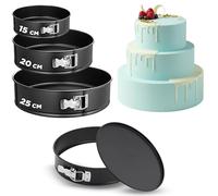 NutriChef Set de 3 Moules Springform - 15/20/25 cm, Acier Carbone, Antiadhésifs, Anneaux Inox, Compatible Four 230 °C, 300 Caissettes