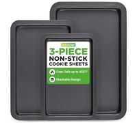 NutriChef Set de 3 Plaques à Biscuits Antiadhésives - PFOA, PFOS, PTFE Gratuits, Trays de Cuisine Professionnelle Non-adhésifs avec Revêtement Noir à l'intérieur et à l'extérieur