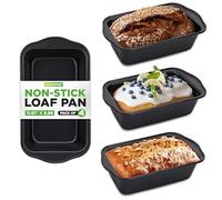 Nutrichef Set de 4 Moules à Pain Antiadhésifs - Acier Carbone Alimentaire, Pas de PFOA/PFOS/PTFE, Chauffe Rapide, Résistant 230 °C
