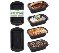 Nutrichef Set de 6 Moules à Pain Premium - Moule à Cake Antiadhésif, Acier Carbone Alimentaire, Sans PFOA/PFOS/PTFE, Compatible Four jusqu’à 230 °C, Noir