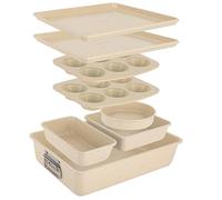 NutriChef Set de Moules à Pâtisserie 8 Pièces en Acier au Carbone Antiadhésif Sans PFOA Empilables Résistants au Four jusqu’à 232°C