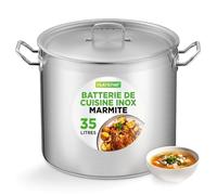 NutriChef Stainless Steel Stockpot 35 QT (33.1 L) with Lid - Large Soup Pot, Stainless Steel Casserole for All Stovetops Including Induction
