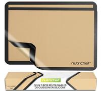 NutriChef Tapis Cuisson Silicone Grand Format 62 x 42 cm Lot de 2 - Tapis Four Antiadhésif Réutilisable, Résistant Jusqu’à 250 °C, Compatible Congélateur et Lave-Vaisselle, Noir