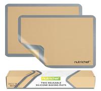 NutriChef Tapis de Cuisson en Silicone, 2 Tapis Antiadhésifs, 24.4 x 16.5 IN, Résistant au Four Jusqu'à 480°F, Convient Pour Fours, Congélateurs & Lave-Vaisselle, Gris