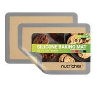 NutriChef - Tapis de Cuisson en Silicone - 2 Tapis Antiadhésifs 42 x 29,5 cm - Résistant au Four jusqu’à 250°C - Lavable au Lave-Vaisselle - Gris