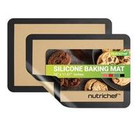 NutriChef - Tapis de Cuisson en Silicone - 2 Tapis Antiadhésifs 42 x 29,5 cm - Résistant au Four jusqu’à 250°C - Lavable au Lave-Vaisselle - Noir