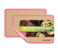 NutriChef - Tapis de Cuisson en Silicone - 2 Tapis Antiadhésifs 62.2 x 41.91 cm - Résistant au Four jusqu’à 250°C - Lavable au Lave-Vaisselle - Rose Rose