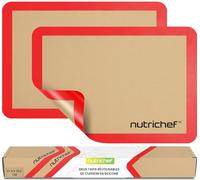 NutriChef Tapis de Cuisson en Silicone, 2 Tapis Antiadhésifs de Qualité Alimentaire, 42 x 29 cm, Résistant au Four Jusqu'à 480°F, Lavable au Lave-Vaisselle, Rouge