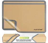 NutriChef Tapis de Cuisson en Silicone, 2 Tapis Antiadhésifs de Qualité Alimentaire, Parfait Pour Plaques de Cuisson 42 x 29 cm, Résistant au Four Jusqu'à 480°F, Lavable au Lave-Vaisselle, Gris