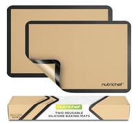 NutriChef Tapis de Cuisson en Silicone, 2 Tapis Antiadhésifs, Parfait Pour Plaques 62 x 42 cm, Résistant au Four Jusqu'à 480°F, Convient Fours, Congélateurs & Lave-Vaisselle, Noir