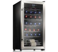 NutriChef Wine Refrigerator Cellar, 28 Bottle Storage and 74.4 Liters Internal Capacity, Single Zone Chiller with Digital Touch Button Control, Placement for Standing Bottles and Air Tight Seal