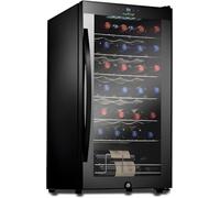 NutriChef Wine Refrigerator Cellar, 28 Bottle Storage and 79.29 Liters Internal Capacity, Single Zone Chiller with Digital Touch Button Control, Placement for Standing Bottles and Air Tight Seal